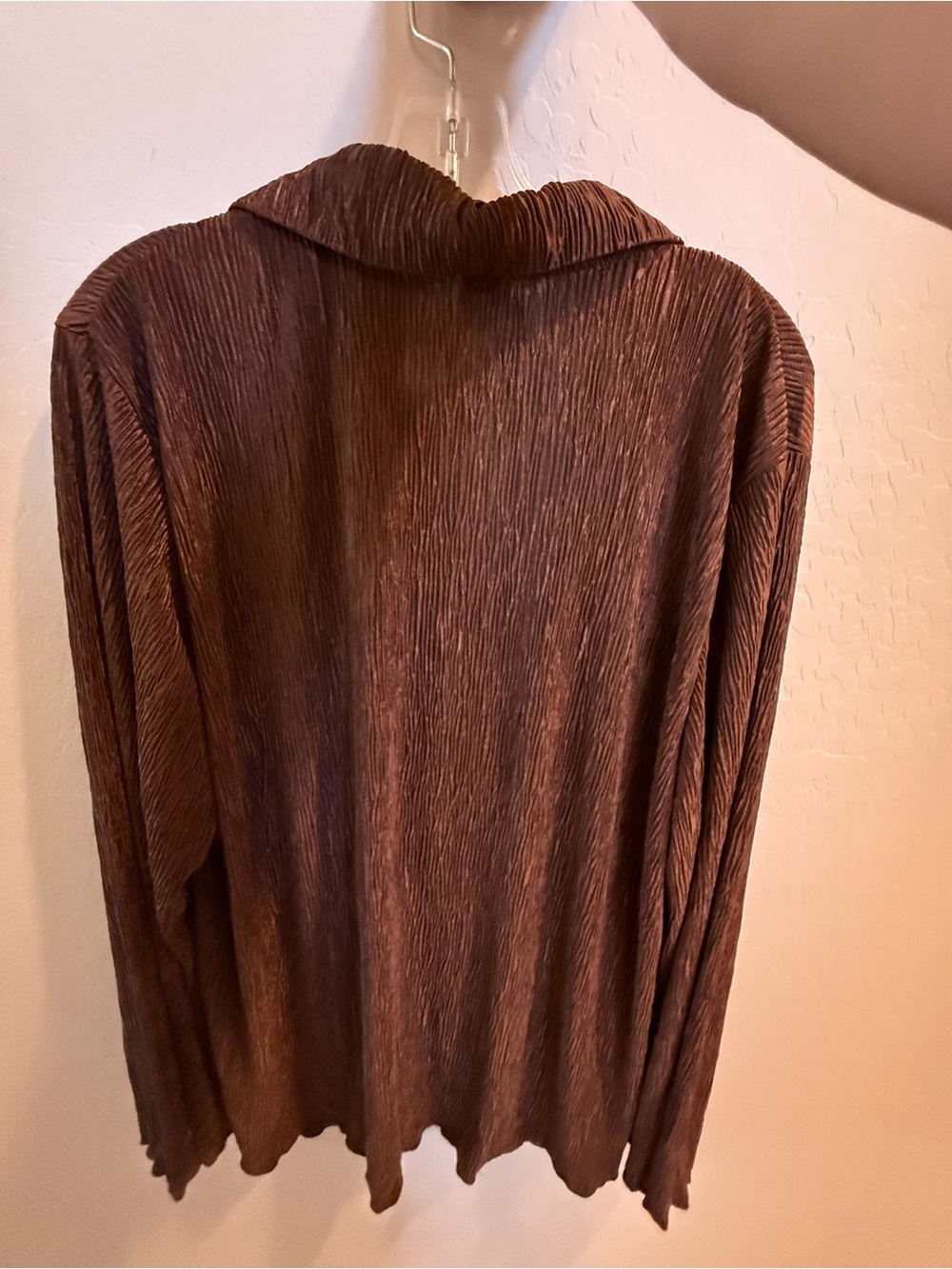 Brown Textured Long-Sleeve wrap